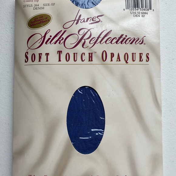 Hanes Silk Reflections Opaque Tights Control Top Soft Touch Blue Grey LOT of 2 - Picture 4 of 15